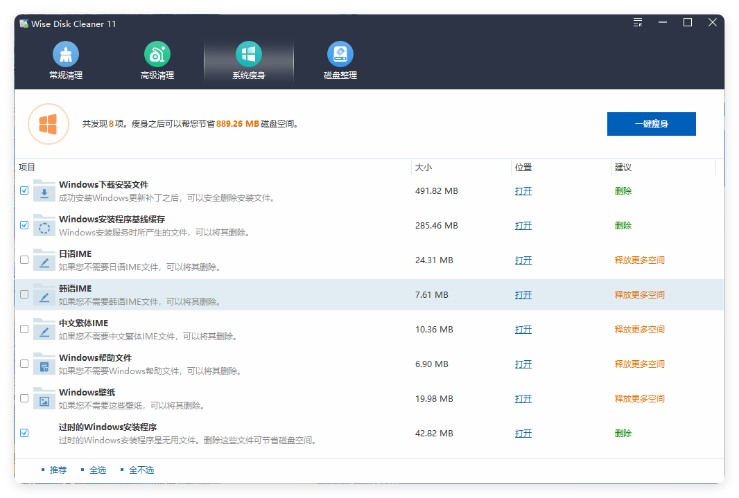 Wise Disk Cleaner v11.2.2.841绿色版功能界面