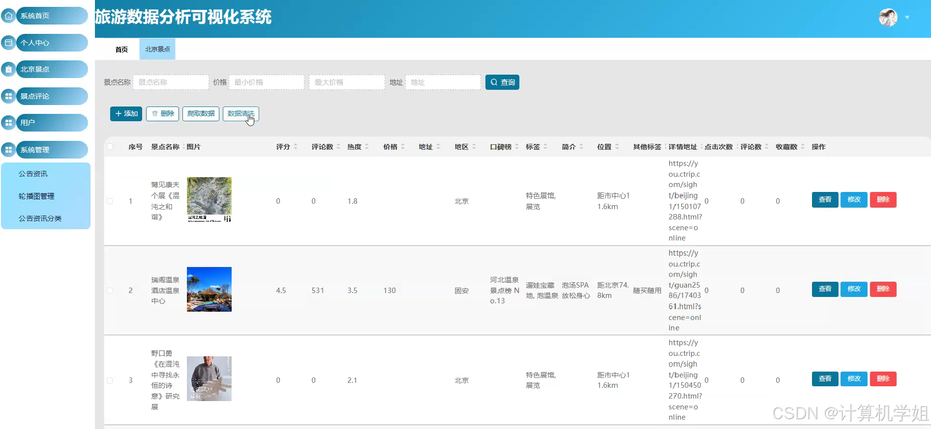 基于Python的旅游数据分析可视化系统【最新发布】