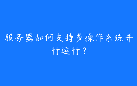 服务器如何支持多操作系统并行运行?