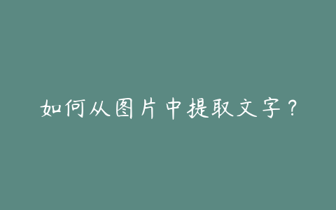 如何从图片中提取文字?