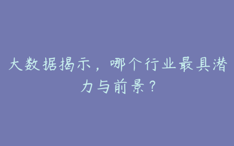 大数据揭示,哪个行业最具潜力与前景?